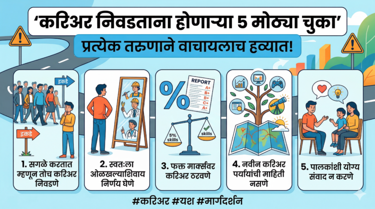 करिअर निवडताना होणाऱ्या 5 मोठ्या चुका (प्रत्येक तरुणाने वाचायलाच हव्यात!)